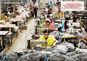 Bild von ArbeiterInnen in einer Bekleidungsfabrik in Bangladesch