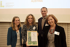 Jana Teynor (Südwind NÖ), Ingrid Schwarz (Regionalstellenleiterin Südwind NÖ), Peter Iwaniewicz (BMLFUW), Margit Helene Meister (Umwelt.Wissen)