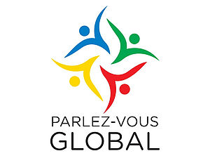 Logo von Parlez Vous Global, 4 bunte Strichmännchen